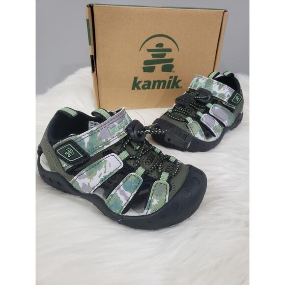 NEW Baby Infant Size 5 Kamik Kids Crab Sandals Fisherman Closed Toe Walking Camo - Picture 1 of 8